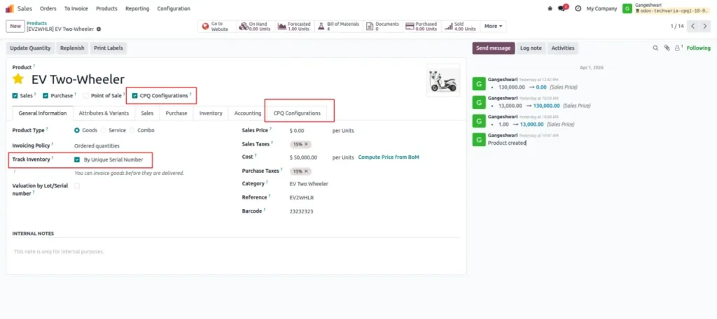Activate CPQ in Odoo